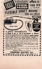 Foredom Electric Co Flexible Shaft Machine Miniature 1950 Vintage B&W Print Ad