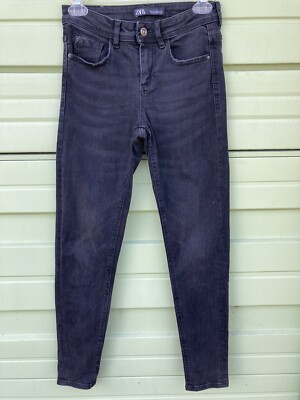 NWOT ZARA Black Z1975 MID-RISE SKINNY JEANS Fitted Washed Effect Size USA 2 5613