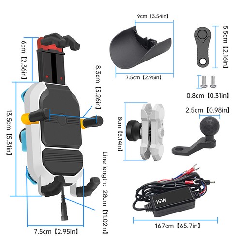 Phone Mount Bracket Motorcycle E-bike 15W Wireless Fast Charging Charger Holder - Picture 12 of 12