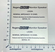 Rogers BBC Monitor LS 3/5A altoparlante piastra posteriore logo argento alluminio personalizzato 
