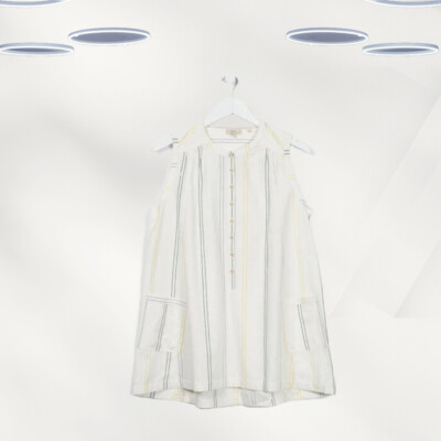 Ex Fat Face Damen Amelia gestreiftes Longline Top in Elfenbein (Defekt)