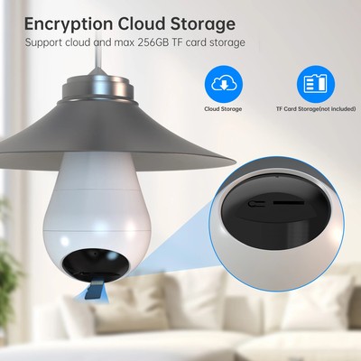 3MP PTZ IP Camera 2.4G Wifi Bulb Home Color Night AI Tracking Smart Baby Monitor