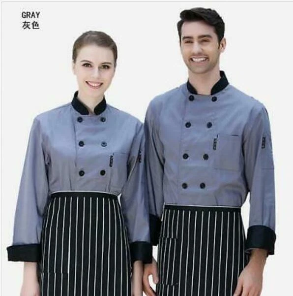 Unisex Chef Jacket Coat Restaurant Hotel Work Uniform Long Mesh Sleeves Hot - Image 3 of 4