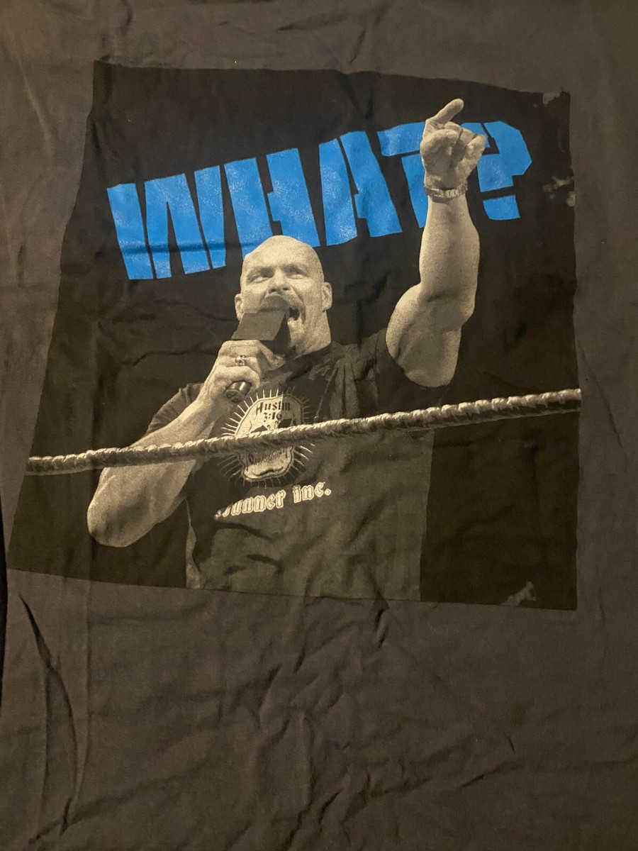 Rare STONE COLD STEVE AUSTIN “WHAT?” T-Shirt M WWE WWF Wrestling 