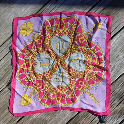 MOSCHINO LARIO SELA, COMO, ITALY, LOVE, SILK SCARF 17'' X 17'' 