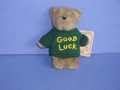 2000 Boyds Bears Message Bear 3 1/2'' CHARM Green Shirt Good Luck Bear  tag