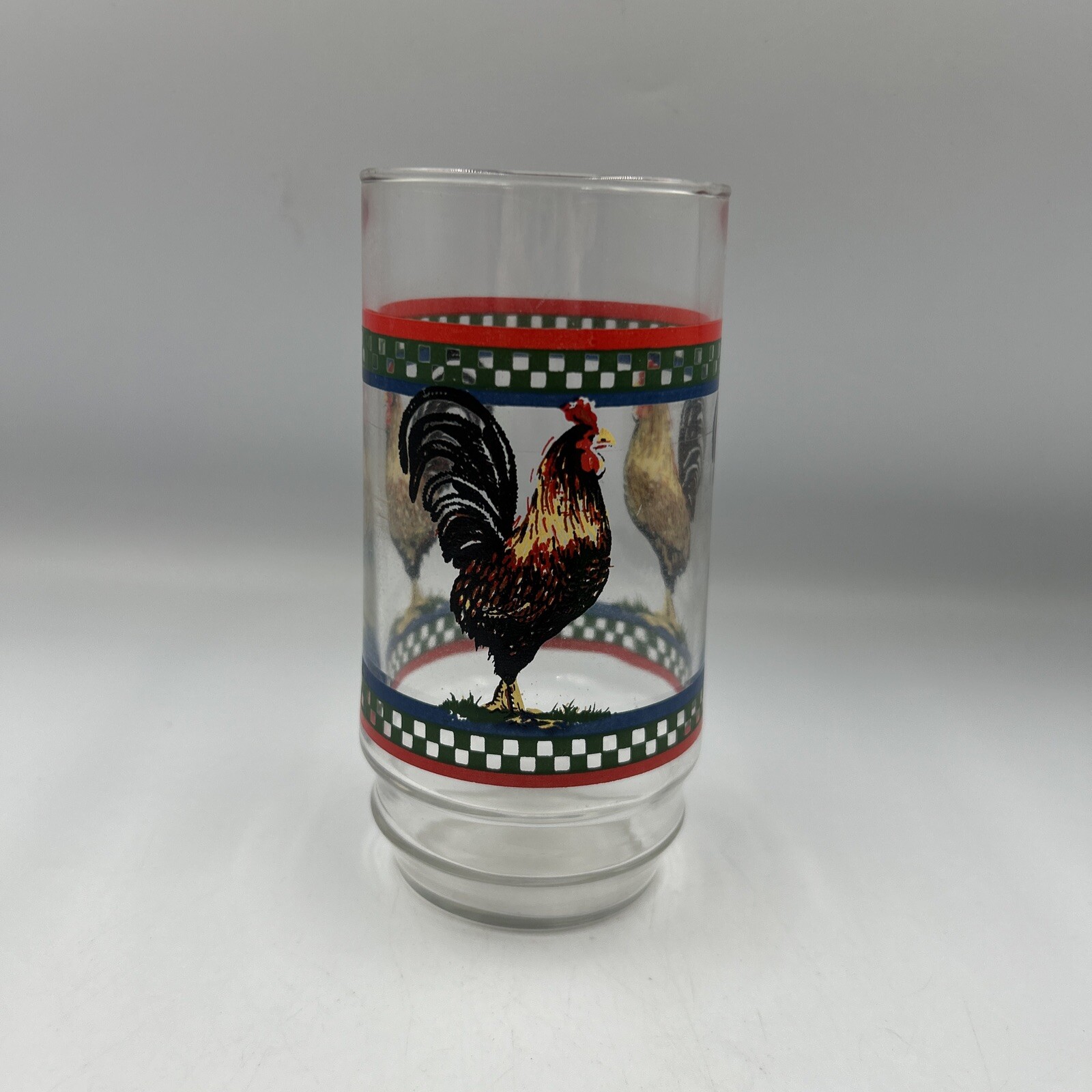 International Tableworks Clear Glass Tumbler Ella's Rooster Pattern