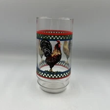 International Tableworks Clear Glass Tumbler Ella's Rooster Pattern