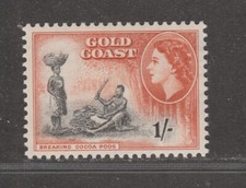 GOLD COAST 1954 1/- Breaking Cocoa Pods SG 161 MNH