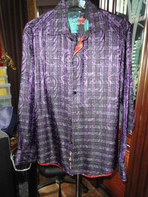 Robert Graham Limited Edition Purple Long Sleeve Shirt Size Medium