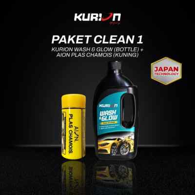 AION Plas Chamois + Kurion Wash & Glow Shampoo Car Motorcycle Wash 3X Booster 