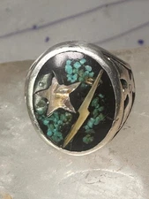 Phoenix ring star southwest lightening turquoise chips size 10.50 sterling silve