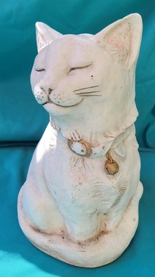 Cat Kitty Figurine Telle M Stein  Sitting The Stone Bunny Inc Garden Decor (B)