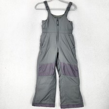 LL Bean Snow Bibs Girls 6X-7 Gray Thinsulate Insulated Cold Buster Ski Pants