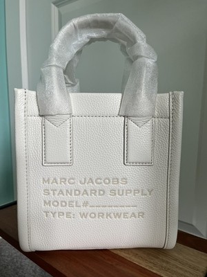 Marc Jacobs Standard Supply Small White Leather Satchel Top Handle Bag Purse NWT
