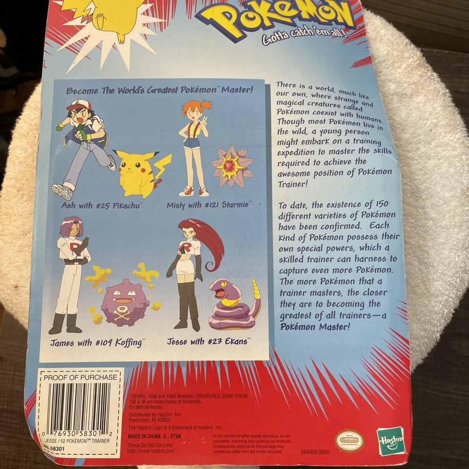 Figura de acción Hasbro Pokemon Trainers Jesse, Meowth & Poke Ball #52 NUEVA 1998 Foto 3 de 4