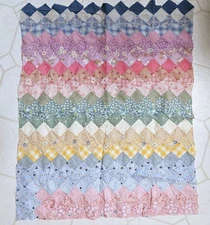 Antique Early Cotton Feedsack Fabric Postage Stamp Easter Color Quilt Top Piece