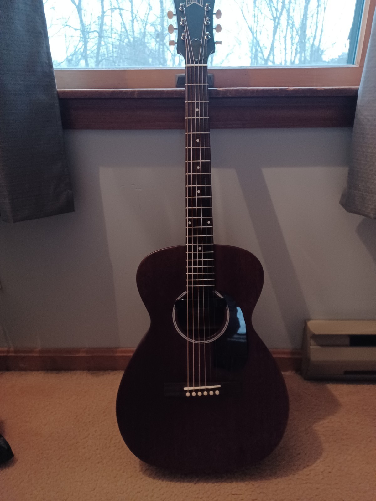 Guild USA M-20 All Solid Mahogany Concert Acoustic with case and Mojotone NC1