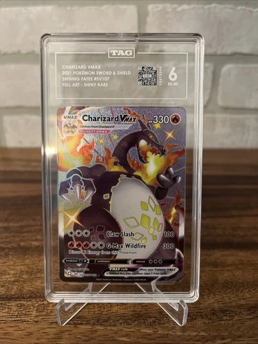 Pokémon TCG Full Art Shiny Charizard VMAX Tag graded 6