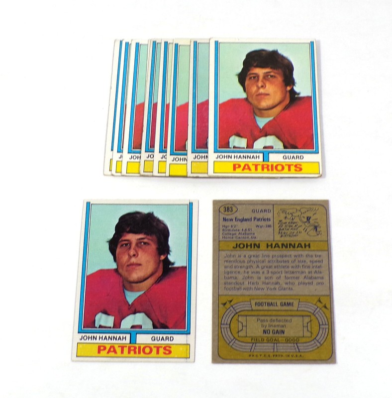 Lot of (11) 1974 Topps John Hannah #383 Rookies Patriots