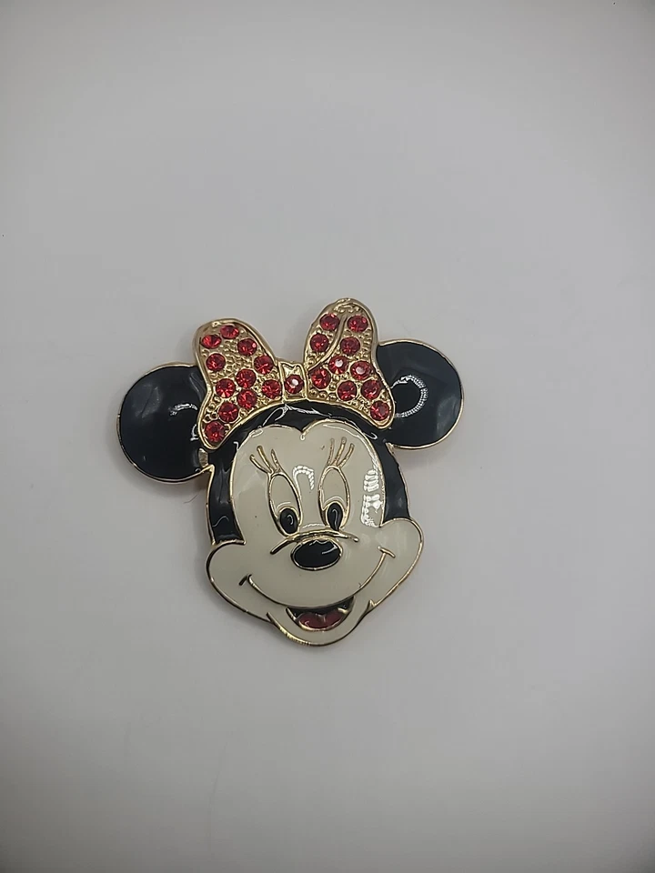 Vintage Disney Minnie Mouse Brooch Pin Red Crystals Jewelry Costume - Image 3 of 4