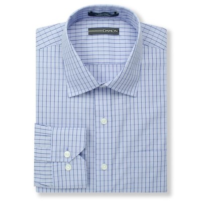 Damon Men's 17 x 32/33 Classic Fit Blue Check Dress Shirt