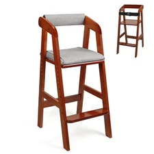 Wooden High Chair for Toddlers, Adjustable Child Highchair Feeding Chair with...