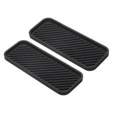 2 Pcs 9" x 3.5" Silicone Bathroom Tray Soap Dispenser Tray, Black