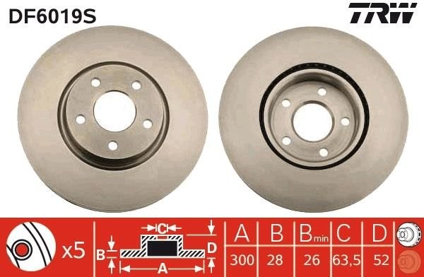 2 X Bremsscheibe TRW DF6019S FüR Ford Mondeo IV-image