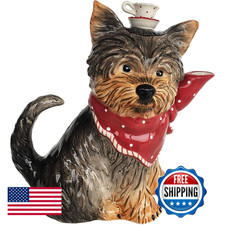 Blue Sky Clayworks Ruby Yorkshire Terrier Puppy Dog Figural Teapot 8.5"