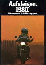 Motorcycle Yamaha brochure with models from 1980, unfolded approx. 30 x 78 cm Large