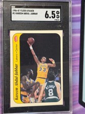 1986-87 Fleer Sticker Kareem Abdul-Jabbar SGC 6.5
