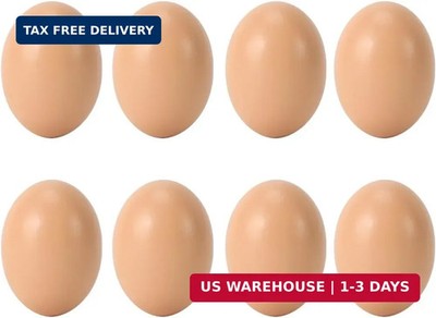 Fake Chicken Eggs Wooden Decoy for Coop, Wooden Eggs for Nesting Boxes 8 Pack