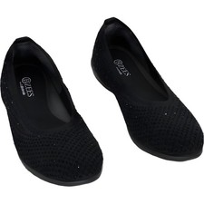 Bzees Washable Sparkle Ballet Flats Black Knit Slip-On US 6.5M EU 36.5