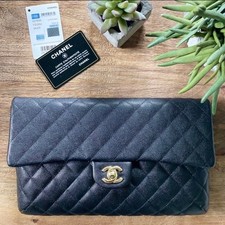 Black Quilted Caviar Chanel Classic Half Flap