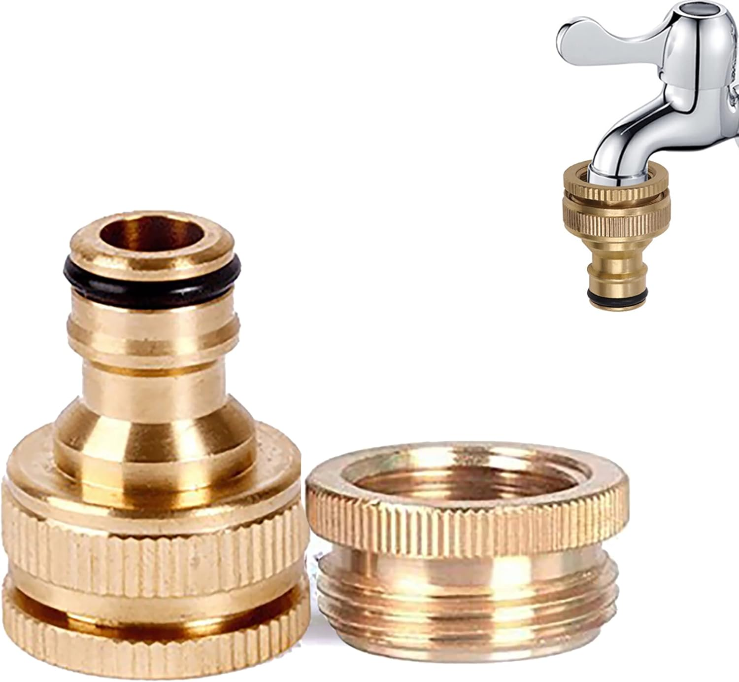 Brass Hose Tap Connector 2-in-1 Female G12 to GHT 34 Adapter Garden Water Fittin