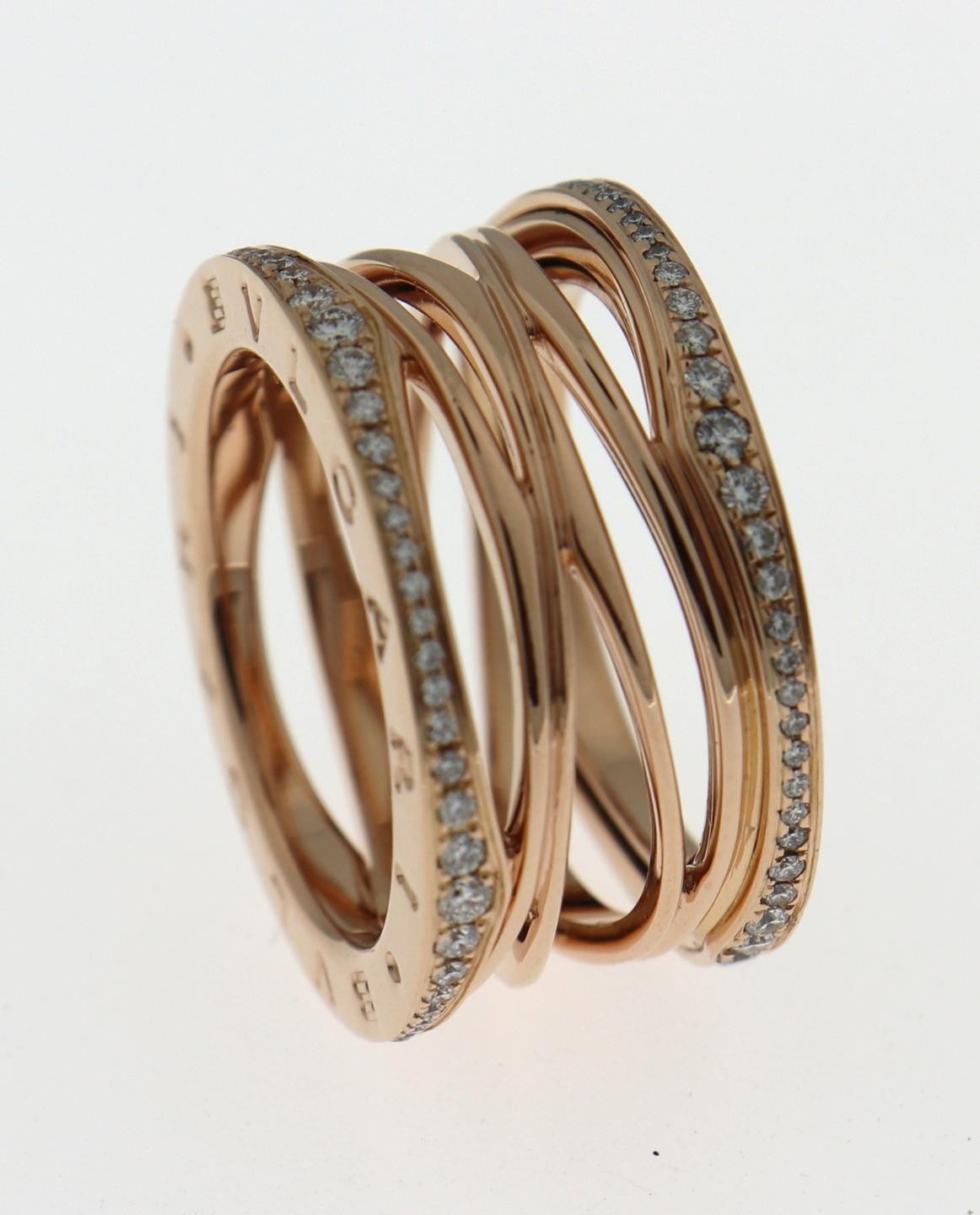 Bulgari Bvlgari B.Zero1 B Zero One Zaha Hadid 18K Rose Gold Diamond Ring Sz 55 image 2
