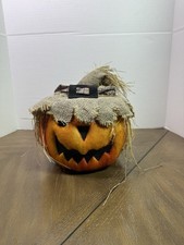 Rustic Scarecrow Pumpkin Jack-O  -Lantern Halloween Decoration   10  x 8  