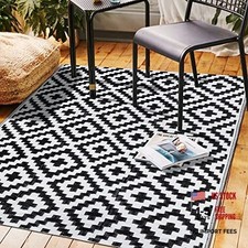 Waterproof Outdoor Rug 4x6 ft, Plastic Reversible Rug, Modern Area Rug, Large