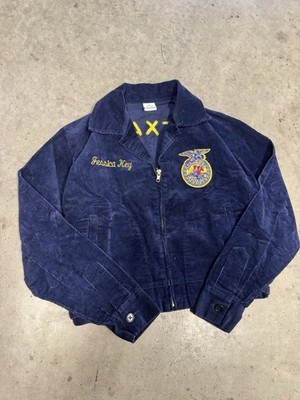 FFA vintage ジャケット Texas Vintage FFA Blue Corduroy Zip Up Jacket Texas Grandview Size 103