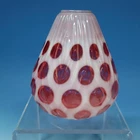 Fenton Cranberry Opalescent Coin Dot Ribbed Glass Vase - 5 inches