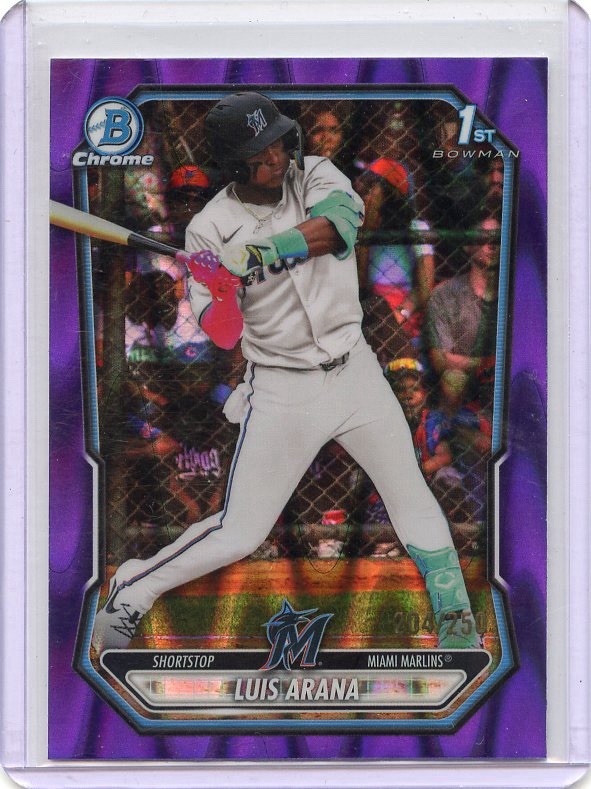 LUIS ARANA 2026 BOWMAN CHROME PURPLE LAVA REFRACTOR  1ST /250