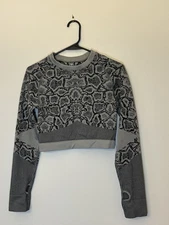 Maxxim Cobra Print Long Sleeve Workout Top Women's Size Large Cropped Athleisure