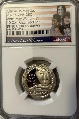 2022 S American Women Anna May Wong Clad Proof Quarter- NGC PF 70 FDI low Pop.🔥