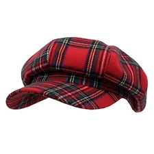 Peaky Blinders Style Baker Boy Newsboy Hat 8 Panel Pinstripe One Size Red