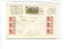 Isle of Man 1982 6 * 1p postage due cover from Ramsey