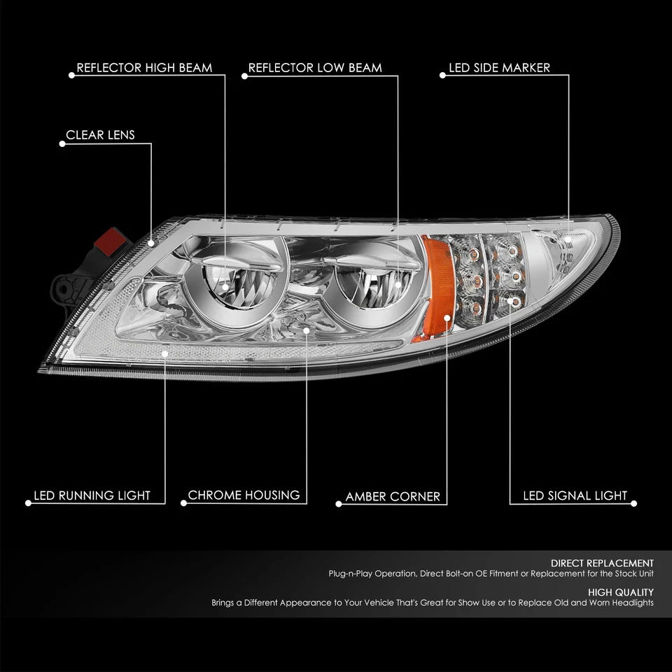 Faro de conversión reflector LED cromo ámbar para 02-15 International 4200 Foto 2 de 4
