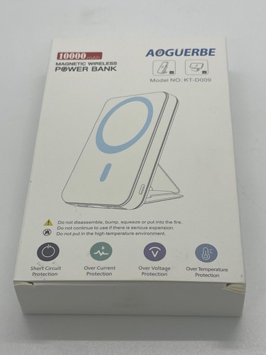 Aoguerbe KT-D009 WHITE 10000mAh Portable Magnetic Wireless Charging Power Bank