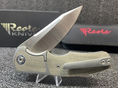 Kirby Lambert Mini Crossroads green Micarta by Reate M390 pocket knife flipper