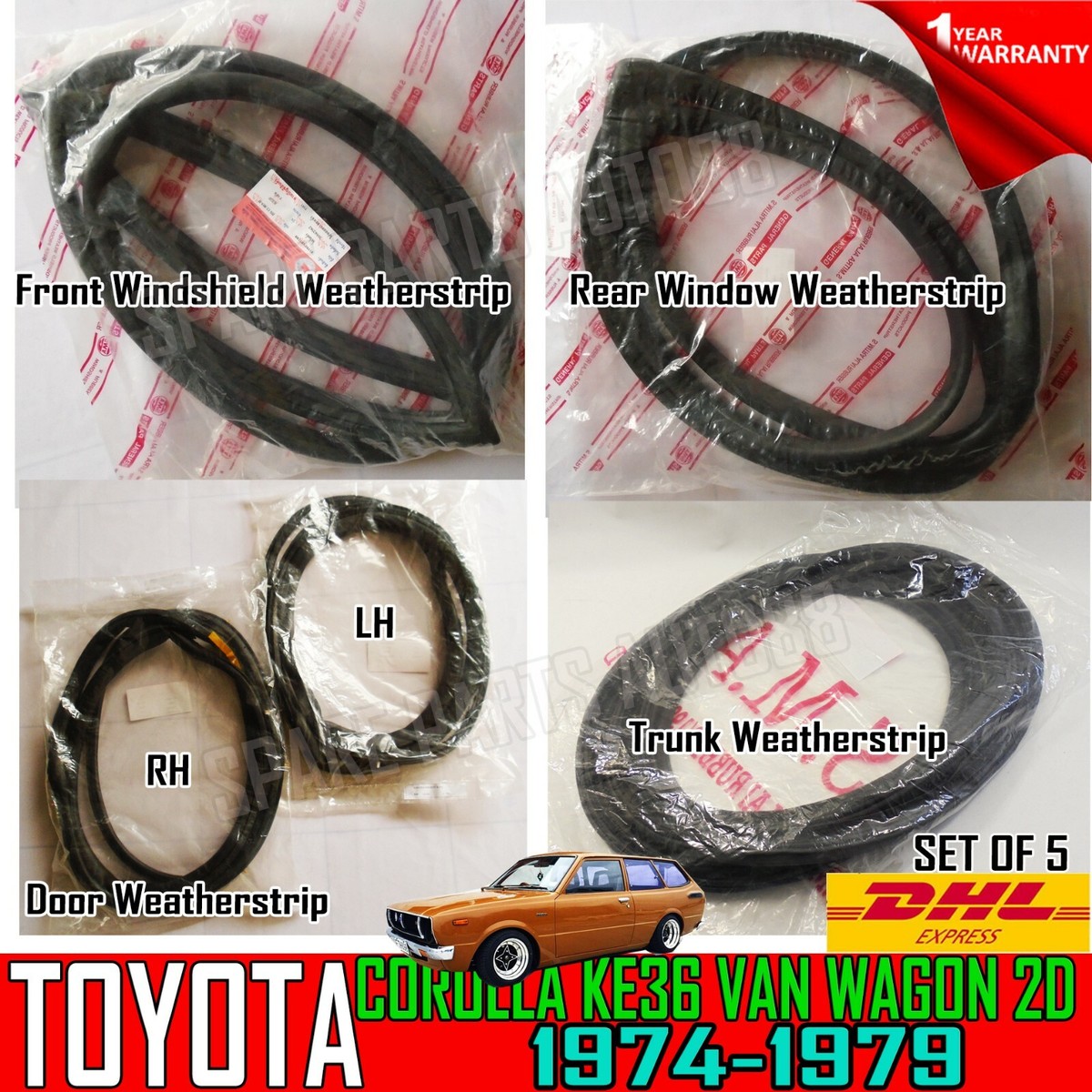 For Toyota Corolla KE36 2D Van Wagon 1974-1979 Weatherstrip Rubber